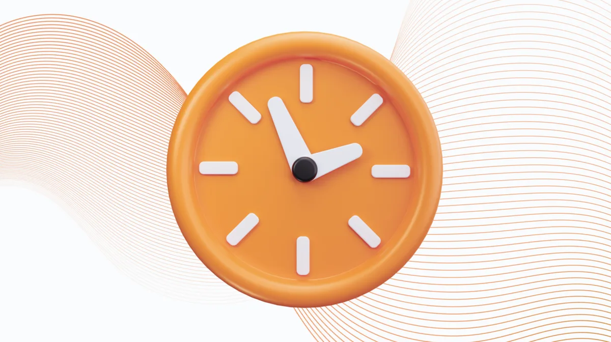 An orange clock illustrating how quickly identity data goes stale between graph refreshes