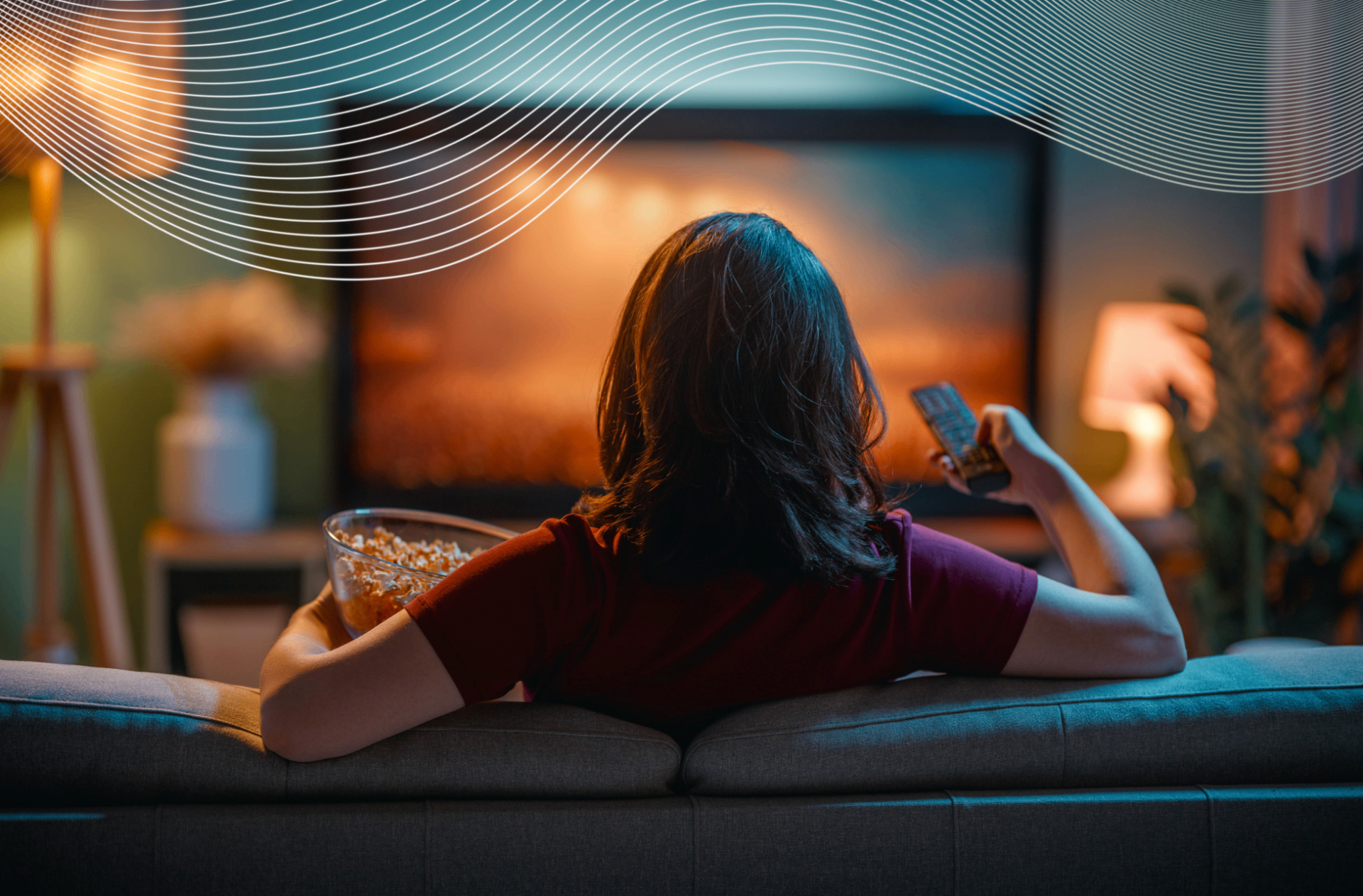 Couple watching connected TV