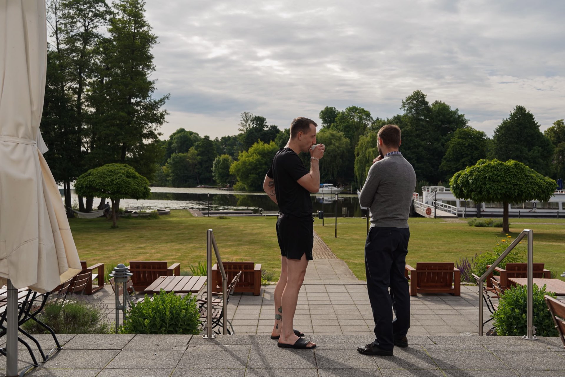 Morning coffee by the lake